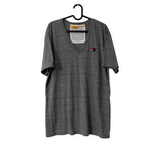 Aviator Nation Heather Gray Logo Flight V Neck Short Sleeve T Shirt Mens Large